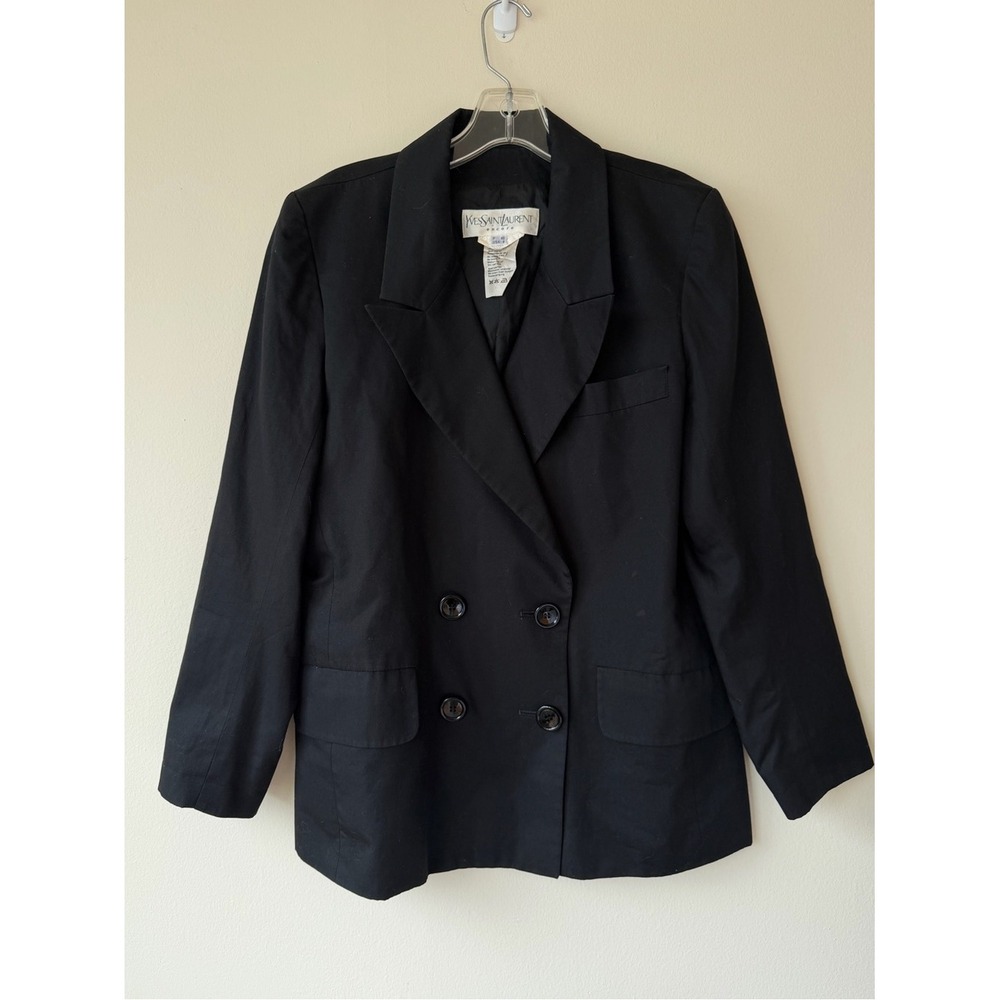 Vintage Yves Saint Laurent Encore Black Double Breasted Blazer Size 8 YSL
